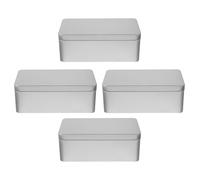 Anneome Lot De 4 Boîtes De Rangement Vides En Fer-Blanc Pour Bonbons Biscuits Boîtes Rectangulaires En Fer-Blanc Argentées