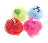 Anneome Lot de 4 Éponges de Bain Exfoliantes Ultra-Douces pour Garçon et Filles Motifs Animaux Dessin Animé Boules Maille 10 CM Soin Peau Sensible Accessoires Bain Luffa