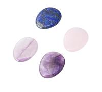 Anneome Lot De 4 Pierres D'inquiétude Naturelles En Cristaux Sculptées Pouce, Pour Massage Relaxant, Soulagement Du Stress, Contemplation, Bien-être Quotidien