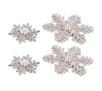 Anneome Lot de 4 Pinces à Cheveux en Métal Cristal Forme Flocons de Neige Argentés Strass, Petite et Grosse Taille, Accessoires Festifs Légers pour Coiffures de Fête et Noël