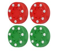 Anneome Lot de 4 Rondelles d'Entraînement pour Hockey de Rue en Plastique Balles de Hockey Équipement Sportif Mixte Rouge et Vert Jeu de Sol Intérieur et Extérieur