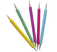 Anneome Lot de 5 Outils de Pointillage pour Nail Art Stylo à Pois pour Ongles Outils de Sculpture en Métal Kit Manucure Détaillé pour Décoration D’Ongles et Pâte Polymère Usage Maison