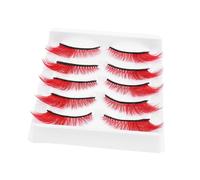 Anneome Lot De 5 Paires De Faux Cils Naturels Fins Et Fins Pour Halloween Accessoires De Maquillage Style Manga Japonais DIY Rouge