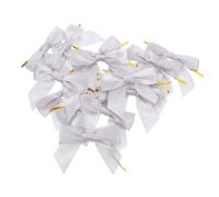 Anneome Lot de 50 Mini-Nœuds Décoratifs en Satin pour Décoration De Gâteaux en Polyester Argenté pour Scrapbooking Et Projets De Bricolage
