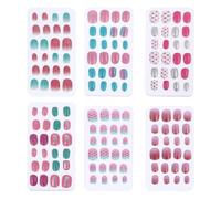 Anneome Lot de 6 Boîtes de Faux Ongles à Presser pour Garçon et Filles 144 Pcs Abs Facile à Appliquer Couverture Intégrale Décoration Nail Art Adorable pour Filles Style Aléatoire