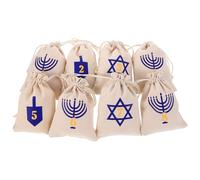 Anneome Lot de 8 Paquet Présents à Cordon en Coton Blanc Pochettes Légères pour Décorations du Festival des Lumières Hanoukka Pochettes à Friandises Polyvalentes pour Emballage Présent