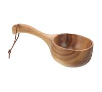 Anneome Louche de Bain en Bois Marron, Poignée Ergonomique, Usage Maison et Sauna, Pratique et Gain de Temps pour Puiser L’Eau Style Unique