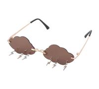 Anneome Lunettes de Soleil de Mode sans Monture Nuage Éclair pour Femmes | Lunette Rave, Métal Café, Accessoires Photo pour Fête et Clichés Amusants
