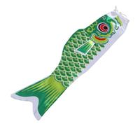 Anneome Manche à Air Japonaise Koinobori 100 CM Vert Drapeau Japonerie Carpe pour Extérieur Banderole Résistante aux UV Décoration de Jardin Traditionnelle pour Fête Journée des Garçon