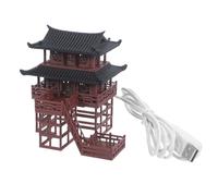 Anneome Modèle de Pagode Ancienne Étanche Éclairage LED USB en Plastique Marron pour Micro-Paysage et Aquarium, Décoration Zen pour Jardin Féerique Extérieur