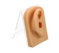 Anneome Modèle Oreille Silicone Professionnel avec Support Acrylique Oreille Anatomique Souple pour Formation Au Piercing Domestique Multifonctionnelle Droite
