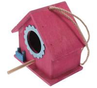 Anneome Nichoir en Bois Suspendu Décoratif, Nid D'oiseau Mini Rouge, Mangeoire Extérieure pour Jardin, Boîte de Reproduction Naturelle pour Oiseaux Sauvages, Facile à Suspendre