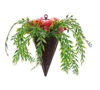 Anneome Panier Suspendu de Fleurs Artificielles Réalistes en Plastique Feuillage Vert Décoration Murale Intérieure pour Porte d'Entrée Panier de Fleurs Artificiel pour Maison et Bureau