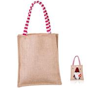 Anneome Paquet Présent de Noël en Lin Broderie Appliquée, Poignée Pratique, Taille Moyenne, Pochette Réutilisable pour Friandises et Petits Présents, Décoration Festive pour Fêtes de Noël