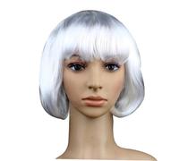 Anneome Perruque Bob Blanche Courte Droite pour Cosplay et Fête Perruque Synthétique Femme Look Naturel pour Adultes et Garçon Fille