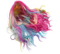 Anneome Perruque bouclée de couleur arc-en-ciel perruque bouclée ondulée Wig Halloween coloré Wig Cosplay sirène Fil haute température
