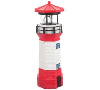 Anneome Phare Solaire Rotatif LED Grand Format Lampe de Jardin Extérieure en Résine Rouge Décoration Solaire pour Terrasse et Pelouse Éclairage Décoratif Étanche pour Jardin et Balcon