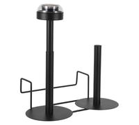 Anneome Porte-Paquet d'Épicerie Mural Double Tête en Plastique Noir Distributeur Suspendu pour Rouleaux de Paquet à Fruits et Légumes Support Organisateur Compact pour Supermarchés et