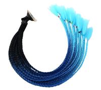Anneome Queue de Cheval Décorative pour Casque avec Ventouse Tresses Remplaçables Perruque de Cheveux pour Casque de Cyclisme Noir et Bleu