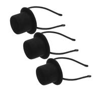 Anneome Serrage-tête Mini Chapeau Haut-de-forme Noir 3pcs en Polyester Vintage Confortable pour Carnaval et Mariage Victorien