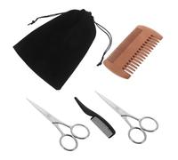 Anneome Set Complet de Toilettage Barbe et Moustache pour Homme Ciseaux Précis Tondeuse Nez Peigne Double-face Bois et Peigne Plastique Kit de Soin Masculin Multifonction pour Voyage et