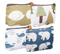 Anneome Set de 4 Trousses Cosmétiques en Toile Fermeture Éclair, Multi-Fonctionnelles et Lavables, Motifs Cartoon Amusants pour Femmes et Filles