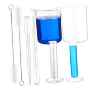 Anneome Set de Béchers Plastiques et Cylindres Gradués avec Pipettes et Brosse à Tube pour Laboratoire pour Projets Scientifiques et Recherche Chimie Réutilisable