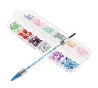 Anneome Stylo à Peinture Outil de Pointillage en Plastique et Métal pour Perles Multifonction avec Boîte de Cristaux Bleu et Sélecteur de Cristaux pour Décoration Vernis Ongle