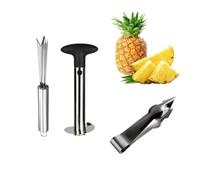 anneratteryer 3 Pcs Coupe Ananas,Epluche Ananas,Coupe Ananas Inox,Convient pour Enlever les Tiges de Fraises,les Tiges de Tomates et les Peaux D'ananas