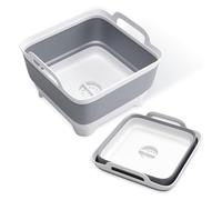anneratteryer Bassine Pliable Linge, Bassine Retractable Linge, Bassine Pliable Camping avec Anse, Rangement De Cuisine pour Économiser De l'espace Convient pour La Maison Et Le Camping Gris/Blanc