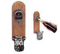 anneratteryer Magnétique Ouvre Bouteille Mural En Bois Bière,Decapsuleur Mural Biere,Décapsuleur Mural Magnétique Avec Bac De Récupération,Pour La Maison,La Cuisine,Le Jardin,La Terrasse,La Caravane