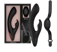 ANNE'S DESIRE Rabbit Vibromasseur Télécommandé, Noir, Silicone Médical, D-227084, Technologie WATCHME, 20 cm x 3,3 cm, 7 Modes de Vibration, 100% Étanche