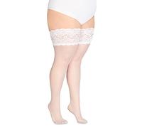 Annes styling Bas 20 Deniers Femme Bas avec Dentelle Hold Up Cuisse Collants Silicone Top, blanc, XXL/3XL