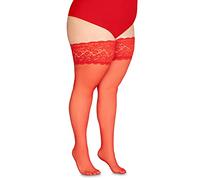Annes styling Bas 20 Deniers Femmes Bas avec Dentelle Hold Up Cuisse Collants Silicone Top, rouge, XXL/3XL