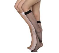 Annes styling Bas Femme Résille 3 Paires - Socquettes Femme Mode Élégantes - Chaussettes Dim Hautes et Confortables - Mi-Bas Filet Noir Blanc et Visone - Chaussettes Transparentes Sexy et Tendance