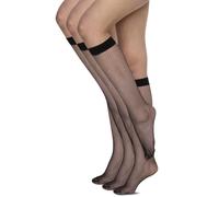 Annes styling Bas Femme Résille 3 Paires - Socquettes Femme Mode Élégantes - Chaussettes Dim Hautes et Confortables - Mi-Bas Filet Noir Blanc et Visone - Chaussettes Transparentes Sexy et Tendance