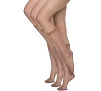 Annes styling Bas Femme Résille 3 Paires - Socquettes Femme Mode Élégantes - Chaussettes Dim Hautes et Confortables - Mi-Bas Filet Noir Blanc et Visone - Chaussettes Transparentes Sexy et Tendance