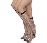 Annes styling Bas Femme Résille 3 Paires - Socquettes Femme Mode Élégantes - Chaussettes Dim Hautes et Confortables - Mi-Bas Filet Noir Blanc et Visone - Chaussettes Transparentes Sexy et Tendance