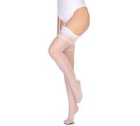 Annes styling Bas porte-jarretelles pour femme - Pour porte-jarretelles - Noel - 15 deniers - Soyeux, blanc, TG- 1 / 2