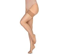 Annes styling Calze Rete Bas résille en nylon avec dessus en dentelle en silicone - Beige - L
