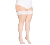 Annes styling Calze Rete Bas résille en nylon avec dessus en dentelle en silicone - Blanc - L
