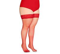 Annes styling Calze Rete Bas résille Hold Up en dentelle de silicone Haut diamants Chaussettes en filet de nylon, Rosso TG-5/6