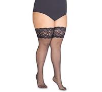 Annes styling Cecile Bas de cuisse opaques en dentelle transparente pour femme 20 deniers avec silicone antidérapant, Graphite, XL-XXL