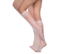 Annes styling Chaussettes mi-bas pour femme 15 DEN Sans pression Légères et confortables au quotidien Matériau lisse Taille unique Six paires Sheena15, Bianco