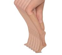 Annes styling Chaussettes mi-bas pour femme 15 DEN Sans pression Légères et confortables au quotidien Matériau lisse Taille unique Six paires Sheena15, Natural