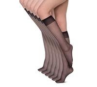 Annes styling Chaussettes mi-bas pour femme 15 DEN Sans pression Légères et confortables au quotidien Matériau lisse Taille unique Six paires Sheena15, Nero