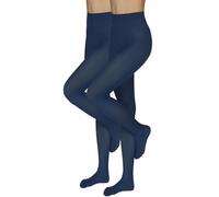 Annes styling Collant Femme - Collants Classiques Femme - 40 Deniers, Doux et Confortables, Taille Haute, Microfibre, Sans Démarcation, Pour Hiver et Automne, Bleu, L, lot de 2