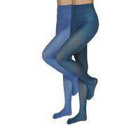 Annes styling Collant Femme - Collants Classiques Femme - 40 Deniers, Doux et Confortables, Taille Haute, Microfibre, Sans Démarcation, Pour Hiver et Automne, Bleu Jean et Turquoise, L, lot de 2