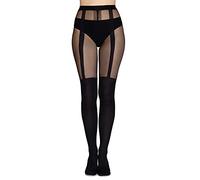 Annes styling Collants noirs au-dessus des genoux imitation motif 20/60 DEN, Nero Sharini, XS-S