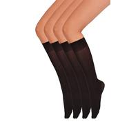 Annes styling Paquet de 4 Chaussettes Hautes Pour Femmes - Extensibles Confortables Et Durables - Douces Ajustées Résistantes Et Élégantes - Fabriquées En Italie - Nero Taille unique